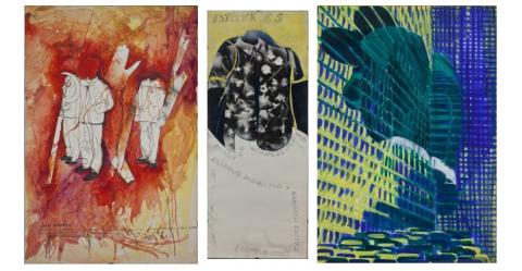 a sx MARIO SCHIFANO Caro Alberto...- al centro ARIO SCHIFANO Estate‚’65 - a dx TITINA MASELLI Composizione urbana a sx MARIO SCHIFANO Caro Alberto...- al centro ARIO SCHIFANO Estate‚’65 - a dx TITINA MASELLI Composizione urbana